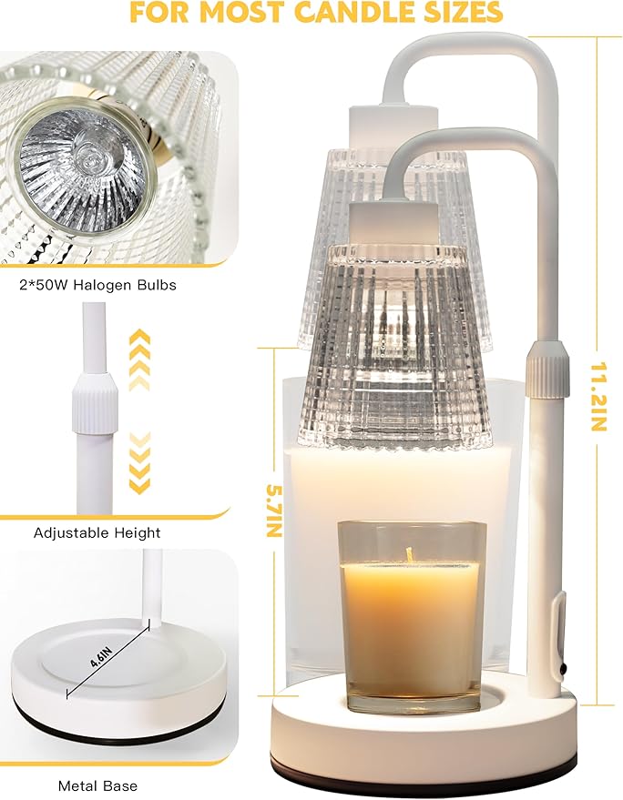 Candle Warmer Lamp with Timer Dimmable, Adjustable Height, House Warming Gifts New Home Room Decor, Birthday Gifts for Women Mom, from Daughter Wife Son