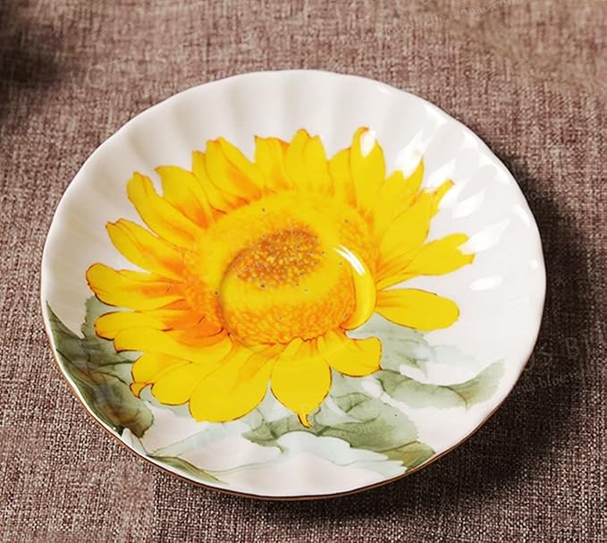 Ceramic Teacup Sunflower Vintage Chintz Porcelain Coffee Mug Tea Cup with Saucer