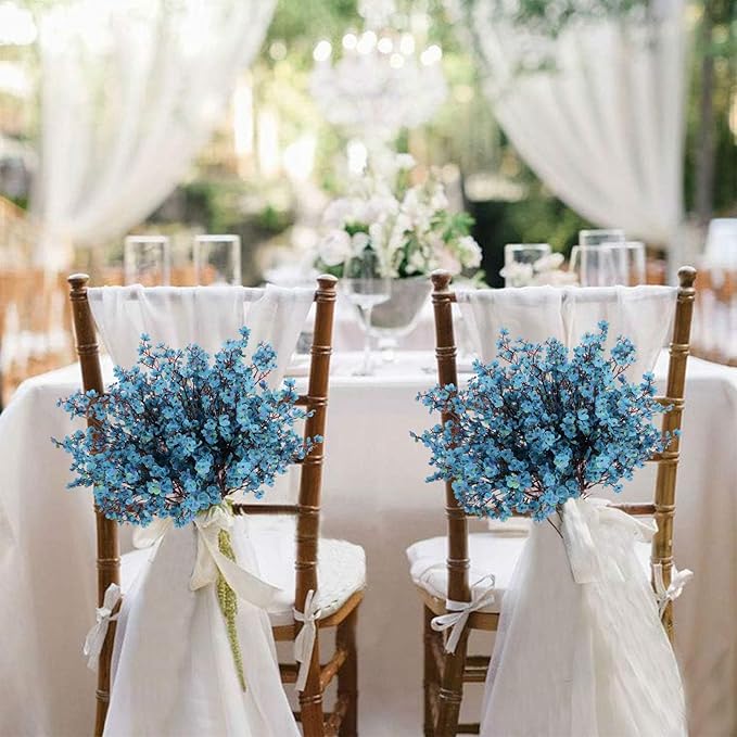 AILANDA 12Pcs Fall Babys Breath Artificial Flowers Faux Gypsophila Bouquet Real Touch European Fake Silk Flowers for Home Wedding Bouquets Floral Arrangement Party Vase Autumn Table Decor (Fall Blue)
