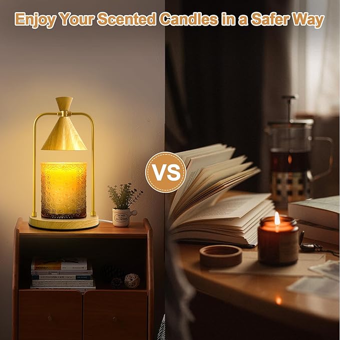 Candle Warmer Lamp with Timer Dimmer, Birthday Gifts for Women Mom, House Warming Gifts New Home Room Decor, Plug-in Operated Wax Melt Warmer for Scented Jar Candles with 2 Bulbs