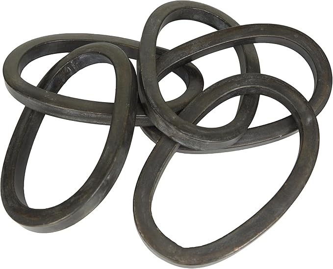 CosmoLiving by Cosmopolitan Metal Chain Decorative Sculpture Home Decor Statue, Accent Figurine 36" x 6" x 3", Black