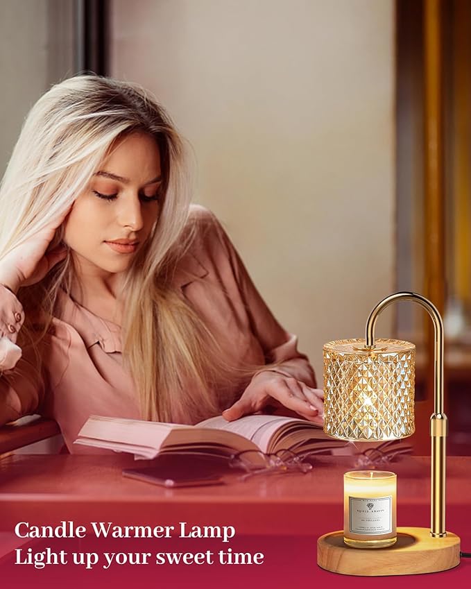 Candle Warmer Lamp with Timer Dimmer Adjustable Height for New Home Decor,Birthday Gifts for Women,Candle Warmer with 2 Bulbs for Women Mom Christmas Mother's Day Gfit