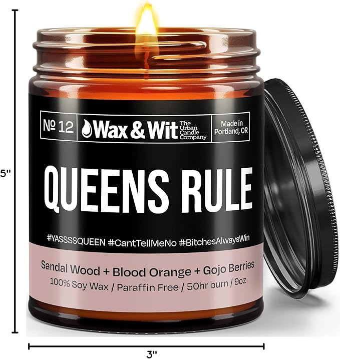 Wax & Wit Funny Soy Candle Gift for Women - Humorous, Aromatherapy Soy Wax Candle, Ideal for Housewarming, Coworker, Birthday – Sandalwood, Blood Orange, Gojo Berries - 9oz