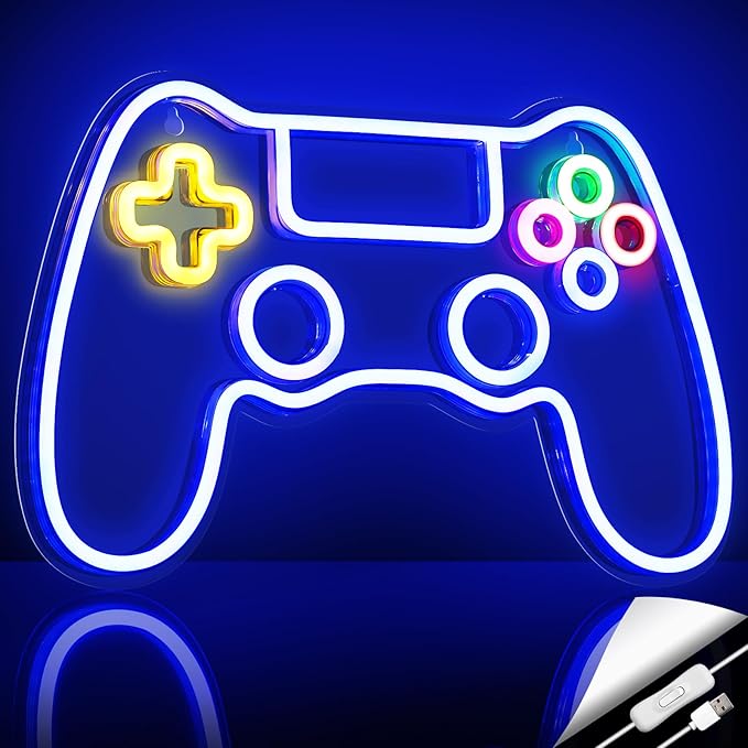 Kavaas Gamer Neon Sign, Game Controller LED Sign for Gaming Room Decor - Game Neon Sign for Teen Boy Room Decor - Best Gamer Gifts for Boys, Kids
