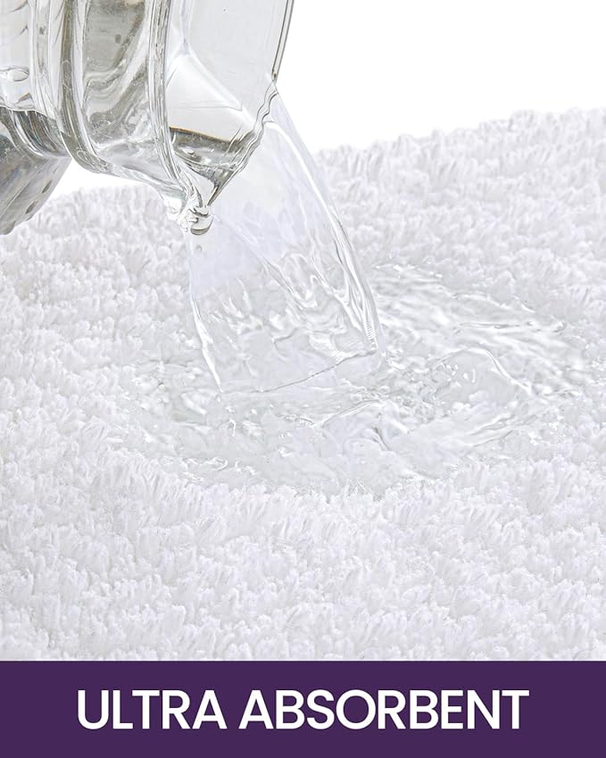 DEXI Bathroom Rug Mat, 36x24, Non Slip Washable Absorbent Microfiber Mats, Thick Soft Floor Shower Rugs for Bath Accessories Decor, White