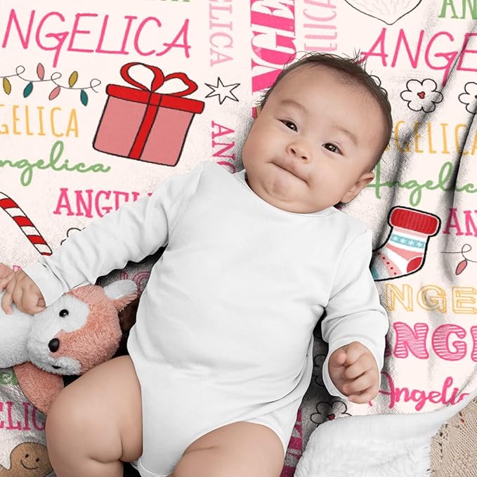 Custom Christmas Blanket | Personalized Holiday Blanket for Boys Girls | Plush Cozy Custom Name Blanket | Christmas Decor Personalized Gifts Name Blanket | 30"x40"-Toddlers/Crib Size