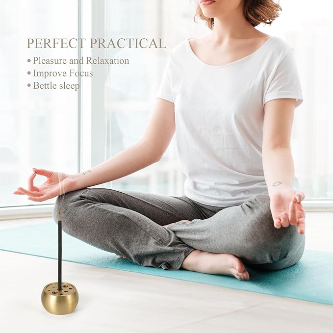 Dual-Purpose Copper Incense Cone Stick Brass Incense Holder for Incense Burning, Decoration and Yoga and Meditation