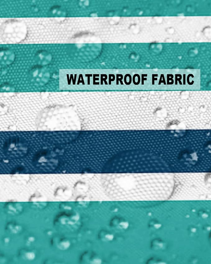 Outdoor Waterproof Throw Pillow Covers Set of 2 Navy Blue Turquoise Stripes Decorative Outdoor Pillows Cushion Case 24x24 Inch Teal Striped Patio Pillows for Couch Sofa Bed Garden Office Home Decor