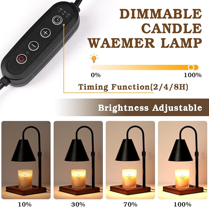 Modern Candle Warmer Lamp 2 Pack, Dimmable Candle Lamp Warmer with Timer, Birthday Gifts for Women Who Have Everything, Gifts for Mom, Adjustable Mens Candle Lamp, Cozy Living Room Bedroom Decor,Black