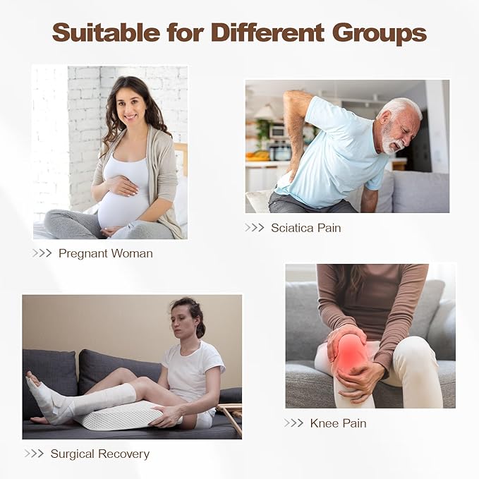 Memory Foam Knee Pillow for Side Sleepers, Between Legs Pillow, Soothing Relief for Sciatica Back HIPS Knees Joints, with Inner Pillowcase and Extra Foam Filler, White