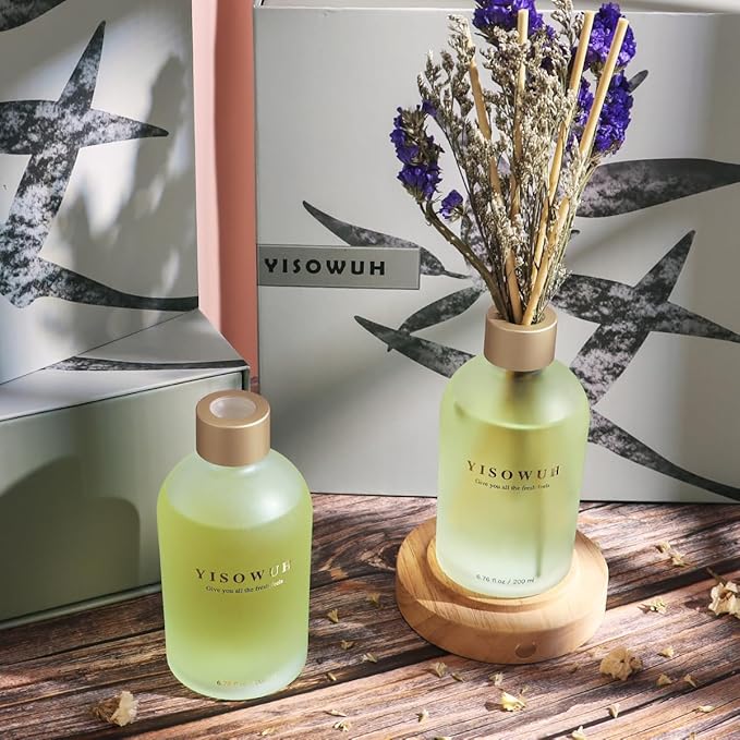 Reed Diffuser - Jasmine Lily & Grapefruit 6.76oz(200ml) 2 Packs Flower Essential Oil Reed Diffuser Set with 16 Sticks - Long Lasting Fragrance for Home Bedroom Bathroom Room Shelf Decor