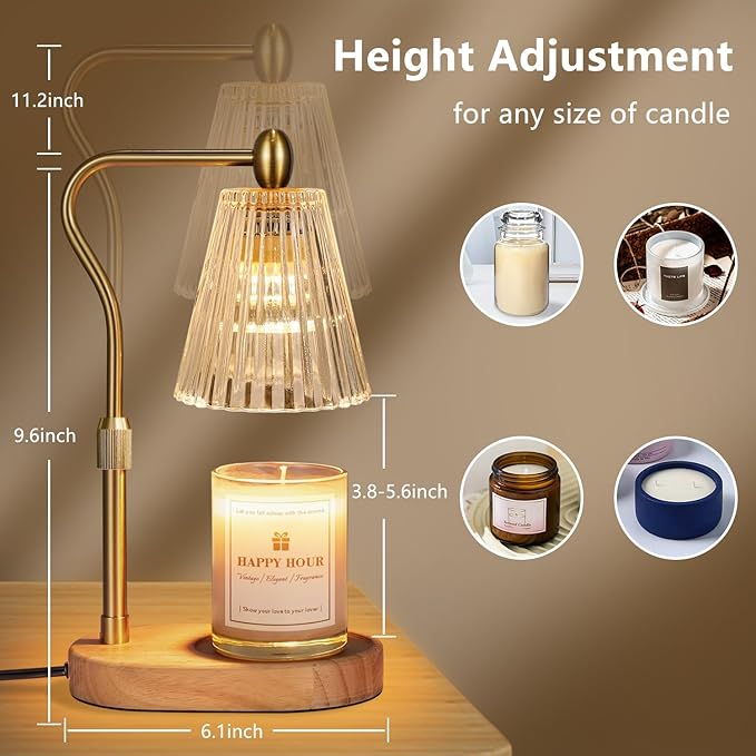 Candle Warmer Lamp, with Timer and Dimmer, Adjustable Height, Mothers Day Gifts for Mom, Birthday Gifts for Women, Wax Melt Warmer for Scented Jar Candles, Home Decor