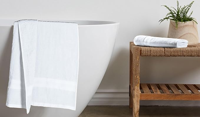 BOUTIQUO Premium Cotton 4 Pack Bath Towel Set - 100% Pure Cotton - 4 Bath Towels 27x54 - Ideal for Everyday use - Ultra Soft & Highly Absorbent - White