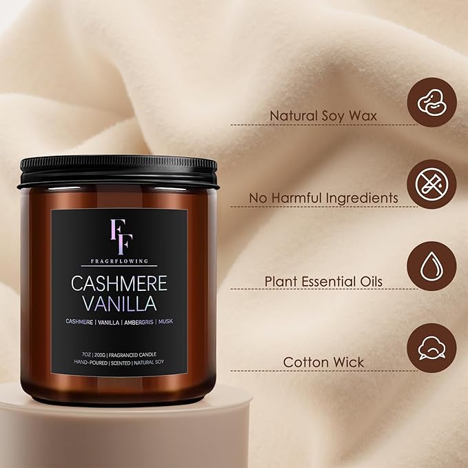 Sandalwood Oud Scented Candle for Home Soy Wax Candle, Aromatherapy Candle Father's Day Gift, 7oz
