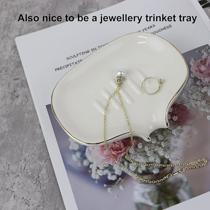 Soap Dish with Drain Ceramic Soap Holder Soap Saver for Bar Soap, Kitchen Sink, and Bathroom Shower