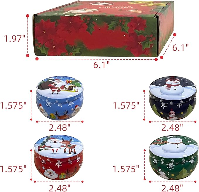 Christmas Candles, Valentine's Day Gift, 4 Pack Scented Candles Gifts Set, Relaxation Gifts for Women, Soy Candle with Dried Flower for Stress Relief, Meditation, Bath, Yoga (2.2OZ)