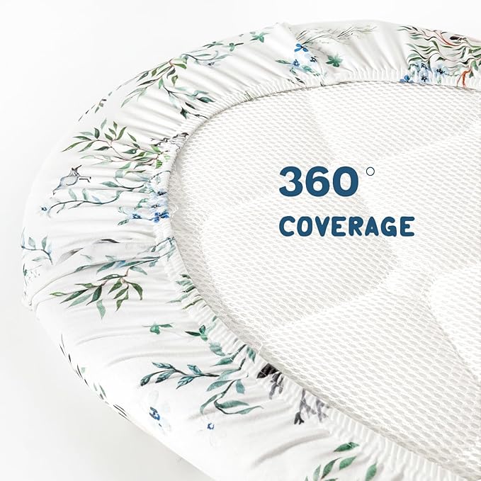 Stretchy Ultra Soft Fitted Bassinet Sheet Set 3 Pack, Universal Fit for Bassinets Baby Cradle Moses Basket Oval Rectangle Mattress Safe and Snug, Stylish Print