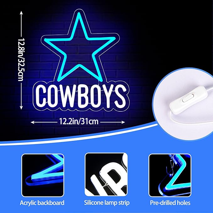 Neon Sign for Wall Decor Football Neon Light for Man Cave Birthday Gifts for Men With Football Team Sign for Bar Dorm Party Decor Game Room Size 12.2 * 12.8In(ZYLD055)