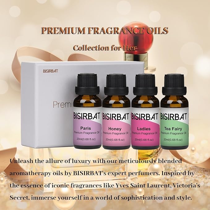 Fragrance Oil Set for Ladies, Women - Blend Essential Oils for Diffusers for Home, for Candle Making, Soap Making, Car - Aromatherapy Oils for Her - 20mlx4