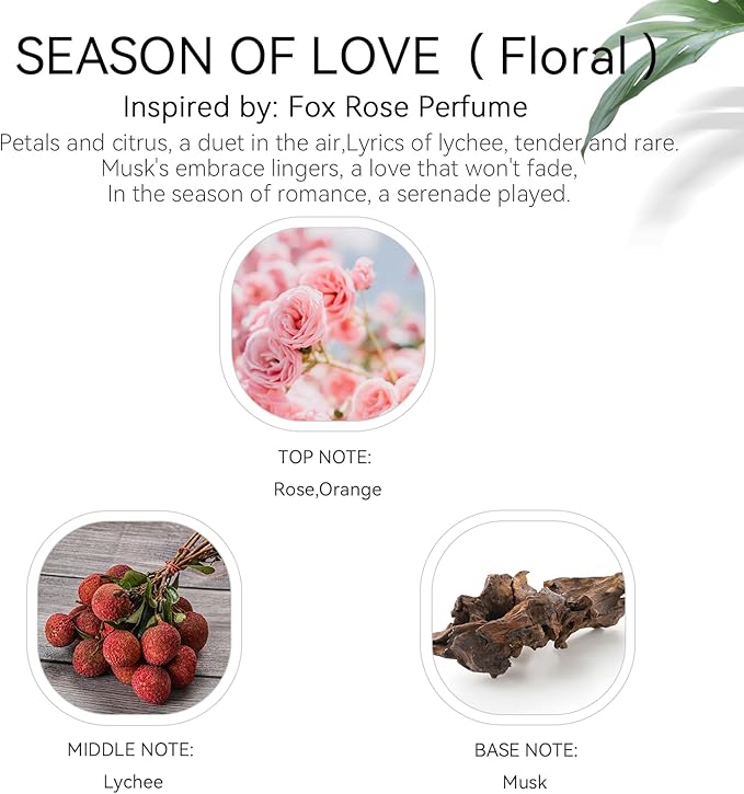 Hotel Fragrance Oil - Season of Love Essential Oils for Scent Diffuser - Rose, Orange, Lychee, Musk - Home Luxury Scents Aroma Fragrance for Home, Office