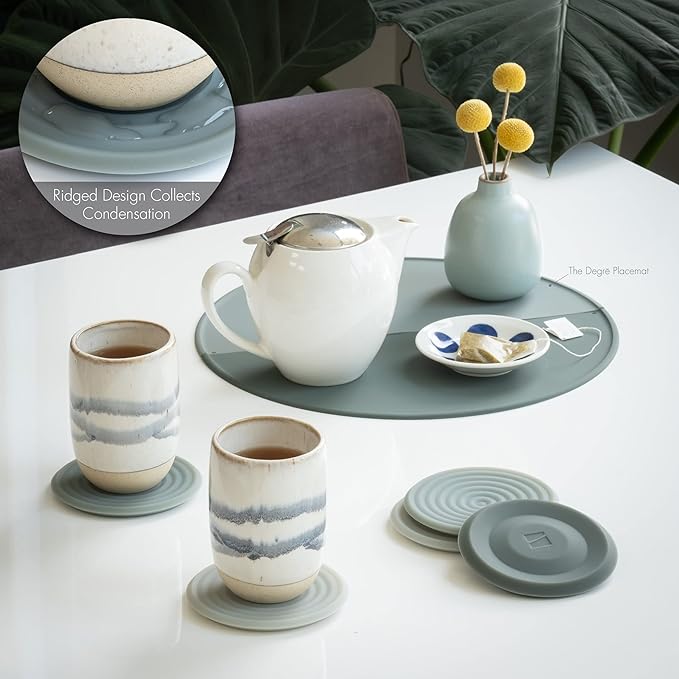 LINE+ARC Extra Thick Silicone Coasters (As Seen in NYTimes WireCutter) Waterproof Anti-Stain Heat-Safe Dishwasher-Safe Degrē Coasters XL (Set of 6 Smoke) Outdoor Rubber Mid-Century Modern