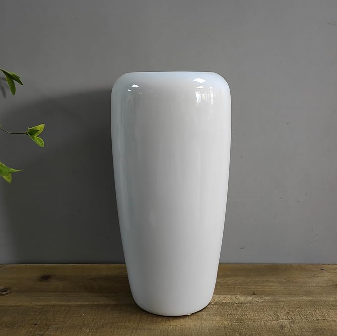 Hosley Set of 2 White Ceramic Vases - 10 Inches High, Ideal for Coffee Table Room Decor, Home Decor, Weddings, Spa, Meditation, Reiki, Floral Arrangements, Home Office Accents