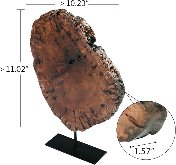 WELLAND Irregular Date Tree Sculpture, Wood Tabletop Sculpture Collectible Decoration for Home Office Decor, Approximate Size Over 10.23 x 11.02 x 1.57 Inches