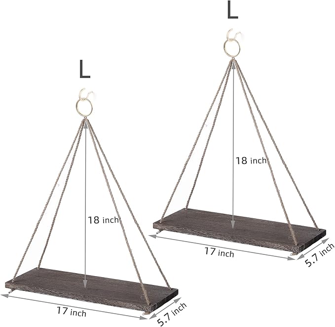MITIME Hanging Shelves for Wall Window Plant Shelf Indoor Floating Wall Shelves for Bedroom Bathroom Living Room Wall Hanging Shelf Boho Wall Decor .Home, Set of 2 (Large)