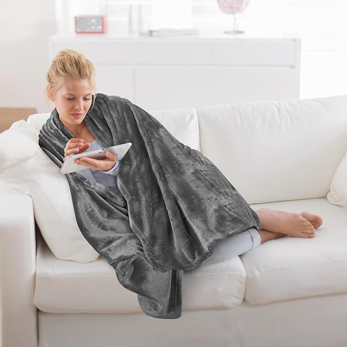 Utopia Bedding Grey 300GSM Fleece Blanket (Throw Size - 50x60 Inch) Luxury Soft Bed Blanket (Bulk Pack of 16)