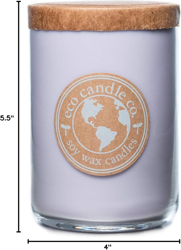 Eco Candle Co. Recycled Candle, Lavender Dreams, 26 oz. - Scents of Lavender, Lilac, Sage, & Mimosa - 100% Soy Wax, No Lead, Kraft Paper Label & Lid, Hand Poured, Made from Midwest Grown Soybeans