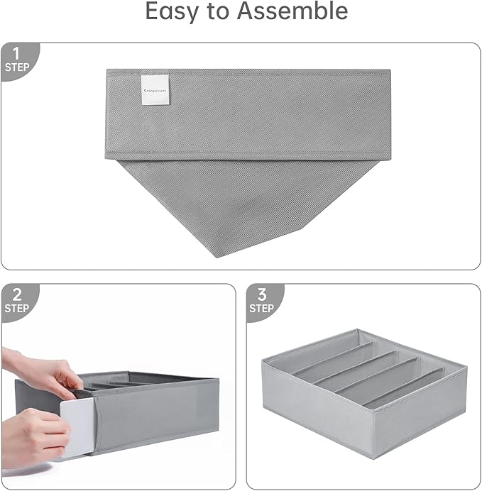 4 Packs Wardrobe Clothes Organizer,5 Grids Washable Portable Closet Organizer Storage Box Foldable Closet Drawer Organizer for thicker Scarves,Leggings,Long sleeve shirts(32 * 30 * 11)