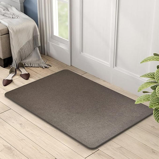 Yancorp 2.6'X4''Ultra Thin Big Bathroom Rugs,Low Profile Bath Mat Non Slip Fit Under Door Absorbent Shower Rug Washable Large Indoor Door Mat