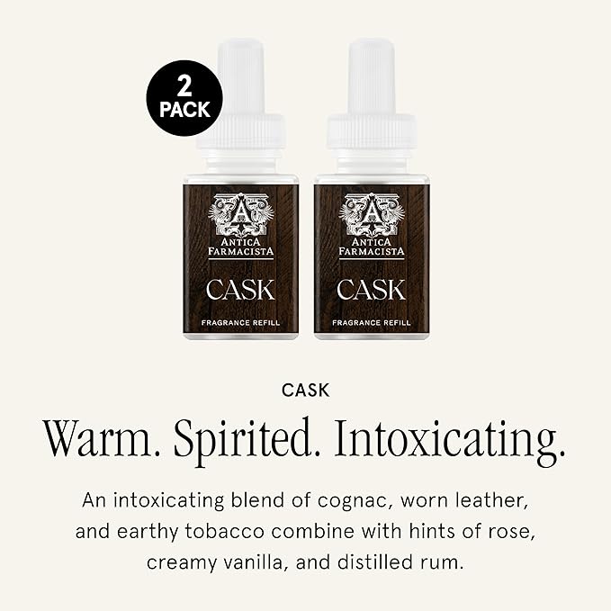 Pura & Antica Farmacista Home Scent Refill - Smart Air Diffuser - Up to 120-Hours of Luxury Fragrance per Refill - Household Essential - Safe Diffuser - 2 Pack, Cask