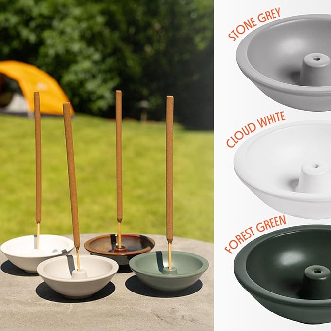 Murphy’s Naturals Stoneware Incense Stick Holder, Forest Green, 4.5” Ash Catcher for Outdoor Use, Durable & Stylish Design for Easy Clean-Up, 1-Pack