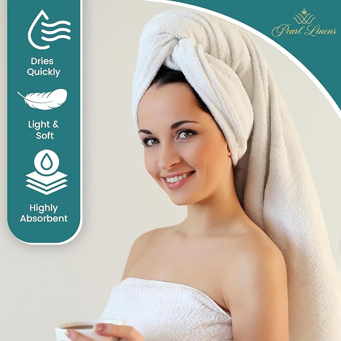 Pearl Linens Bath Towel Set of 6, Cotton, 24 x 50 Inches, White Bath Towels Bulk, Lightweight and Highly Absorbent Quick Drying Towel Set for Hotel, Spa and Bathroom, White Hotel Towel