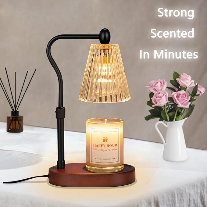 Candle Warmer Lamp, with Timer and Dimmer, Adjustable Height, Mothers Day Gifts for Mom,Birthday Gifts for Women, Wax Melt Warmer for Scented Jar Candles, Home Decor (Brown)