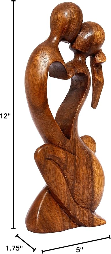 12" Wooden Handmade Abstract Sculpture Statue Handcrafted - Endless Love - Gift Art Decorative Home Decor Figurine Accent Decoration Artwork Handcarved Endless Love
