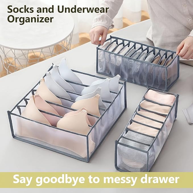 TIGARI Wardrobe Clothes Organizer, Draw and Closet Organizers, Storage for Socks, Underwear, Bra Ties, Baby Clothes (Gray)