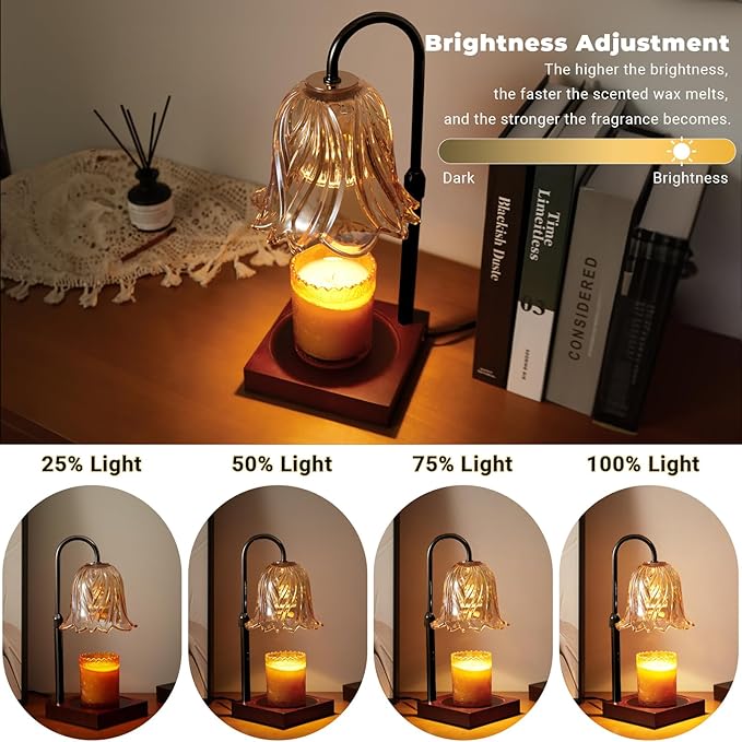 Candle Warmer Lamp with Timer Dimmable, Birthday Gifts for Women Mom, House Warming Gifts New Home Decor, Wax Melt Warmer for Jar Candles with 2 Bulbs