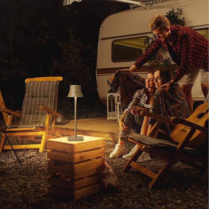 SAKRINGT 2 Pack LED Cordless Table Lamps Rechargeable,5000mAh Battery Operated Table Light,3 Color Stepless Dimming,Portable Small Table Lamp for Patio Restaurant Outdoor