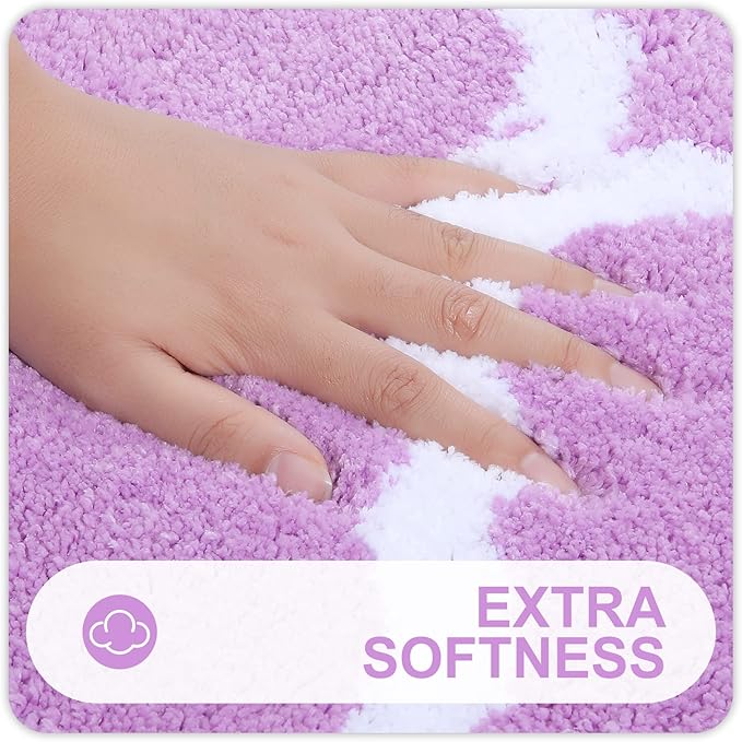 OLANLY Bathroom Rugs 30x20, Soft and Absorbent Microfiber Bath Rugs, Non-Slip Shaggy Shower Carpet, Machine Wash Dry, Bath Mats for Bathroom Floor, Tub and Shower, Light Purple
