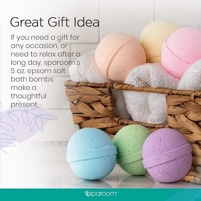 SpaRoom Soothe and Relax Handmade Natural Essential Oil Aromatherapy Bath Bombs, Set of 6, Spa Collection