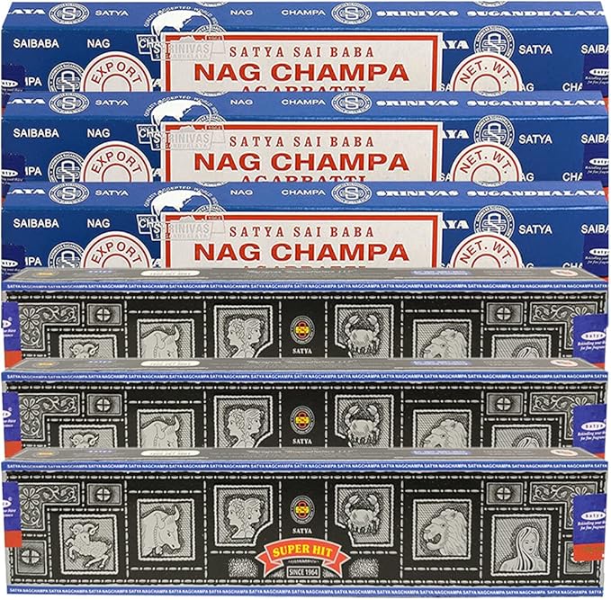 Nag Champa Super Hit Incense Sticks & Holder Bundle Variety Pack from House of Satya Incense Sticks and Trumiri