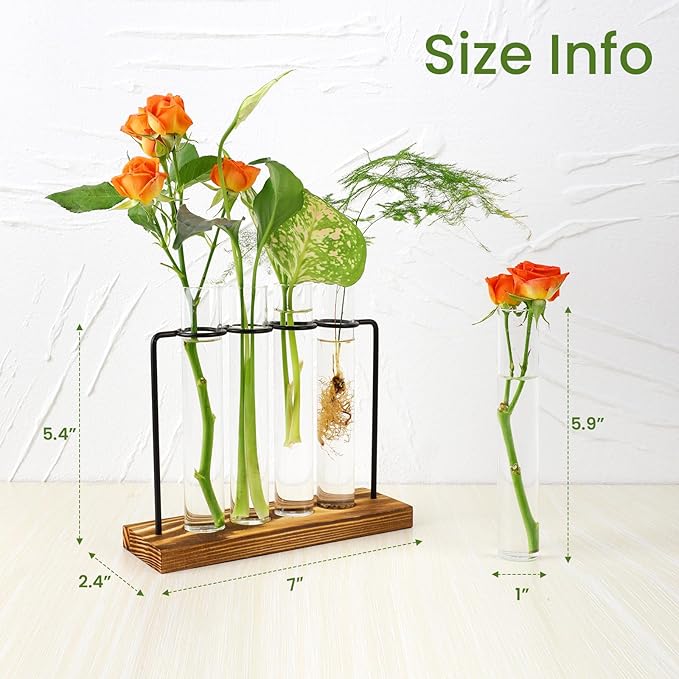 Plant Propagation Station, Glass Tubes for Indoor Hydroponic Plants & Flower Stems, Home/Office Decor, Birthday Gifts for Women, Gardening Gifts for Mom