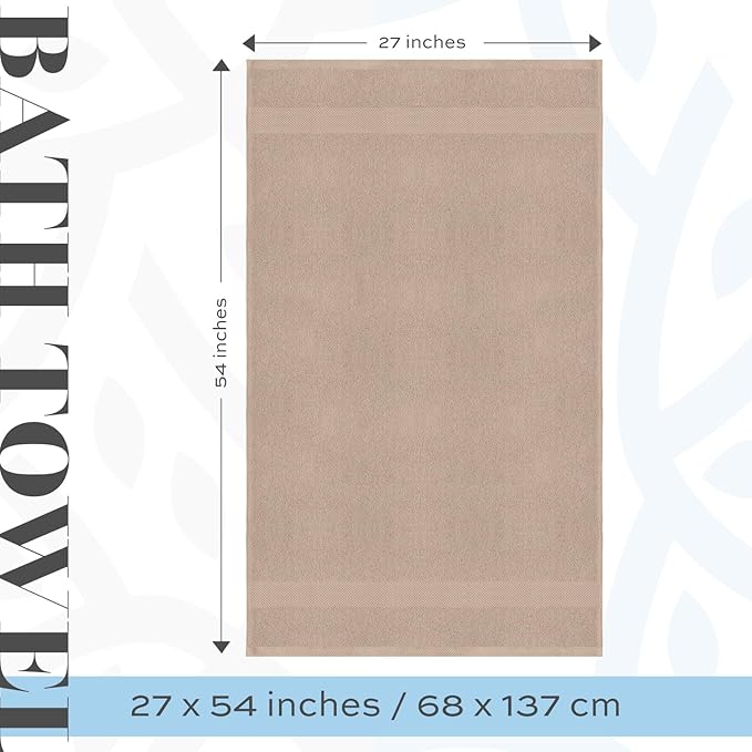 White Classic Luxury Bath Towels Set of 4 Large - 700 GSM Cotton Ultra Soft Bath Towels 27x54 | Highly Absorbent and Quick Dry | Hotel Towels for Bathroom Luxury, Plush Shower Towels, Taupe