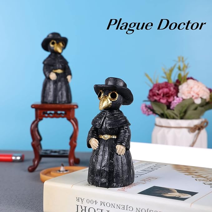 Plague Doctor Incense Burner, Plague Doctor Cone Burner Eyes Will Smoke, Ornament Handmade Craftwork Yoga Room, Desktop Resin Ornament for Home Decoration, Effective Stress & Anxiety Relief.