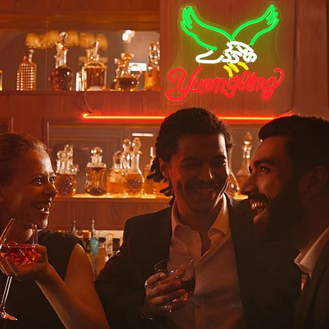 Eagles Beer Neon Sign Dimmable Y-ue-ng-li-ng Neon Light for Wall Decor Bar Neon Sign for Man Cave Bedroom Business Club Pub Bistro
