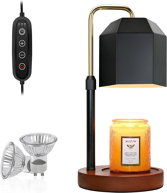 Candle Warmer Lamp with Timer Dimmer,Adjustable Height Candle Warmer, Candle lamp for Scented Wax Jar Candles,Gifts for Mom Women, House Warming Gifts for New Home Bedroom Decor,A3- Black