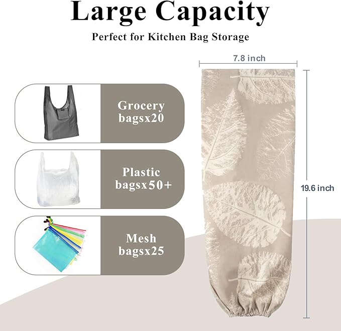 TOGETRUE Plastic Bag Holder, Wall Mount Plastic Bag Organizer Dispenser, Heavy Duty Grocery Bag Storage Holder for Home Kitchen Camper (Tablet Leaves)