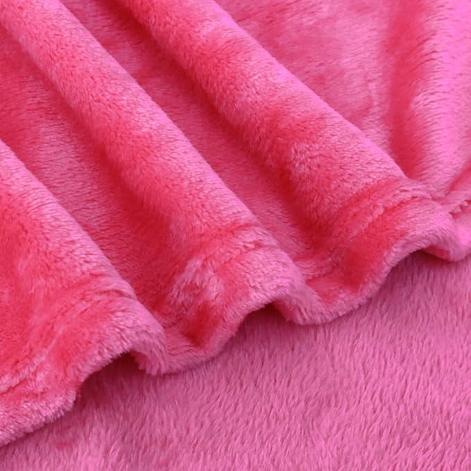 Bnuitland Travel Blanket and Pillow 2 in 1, Soft Flannel Airplane Blanket in Bag Compact-Long Flight Essential for Adults and Kids, Portable Luggage Sleeve and Backpack Clip, 65×40 inch Hot Pink